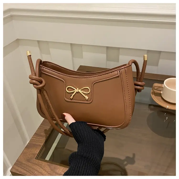 Beige Bow Embroidered Shoulder Bag for Women — feature 24