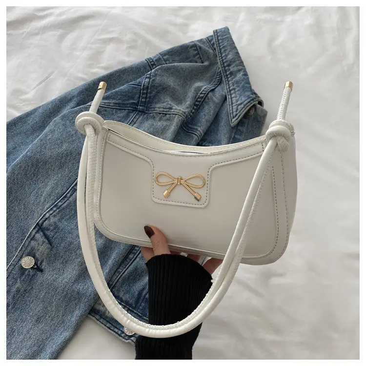 Beige Bow Embroidered Shoulder Bag for Women — feature 27