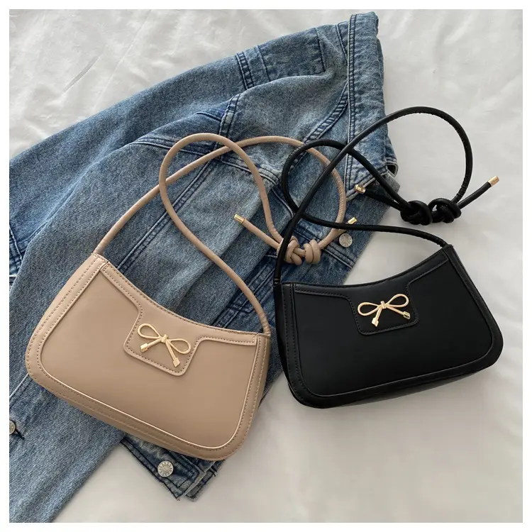 Beige Bow Embroidered Shoulder Bag for Women — feature 32