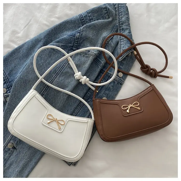 Beige Bow Embroidered Shoulder Bag for Women — feature 33