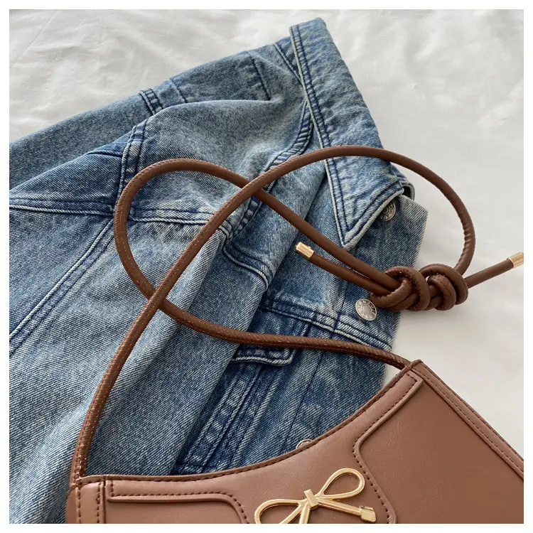 Beige Bow Embroidered Shoulder Bag for Women — feature 34