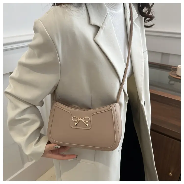 Beige Bow Embroidered Shoulder Bag for Women — feature 41
