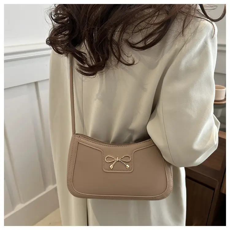 Beige Bow Embroidered Shoulder Bag for Women — feature 42