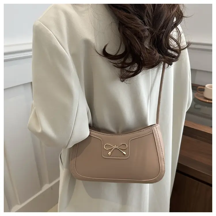 Beige Bow Embroidered Shoulder Bag for Women — feature 43