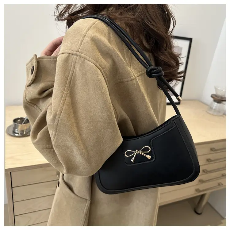 Beige Bow Embroidered Shoulder Bag for Women — feature 45