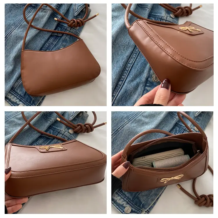 Beige Bow Embroidered Shoulder Bag for Women — feature 8