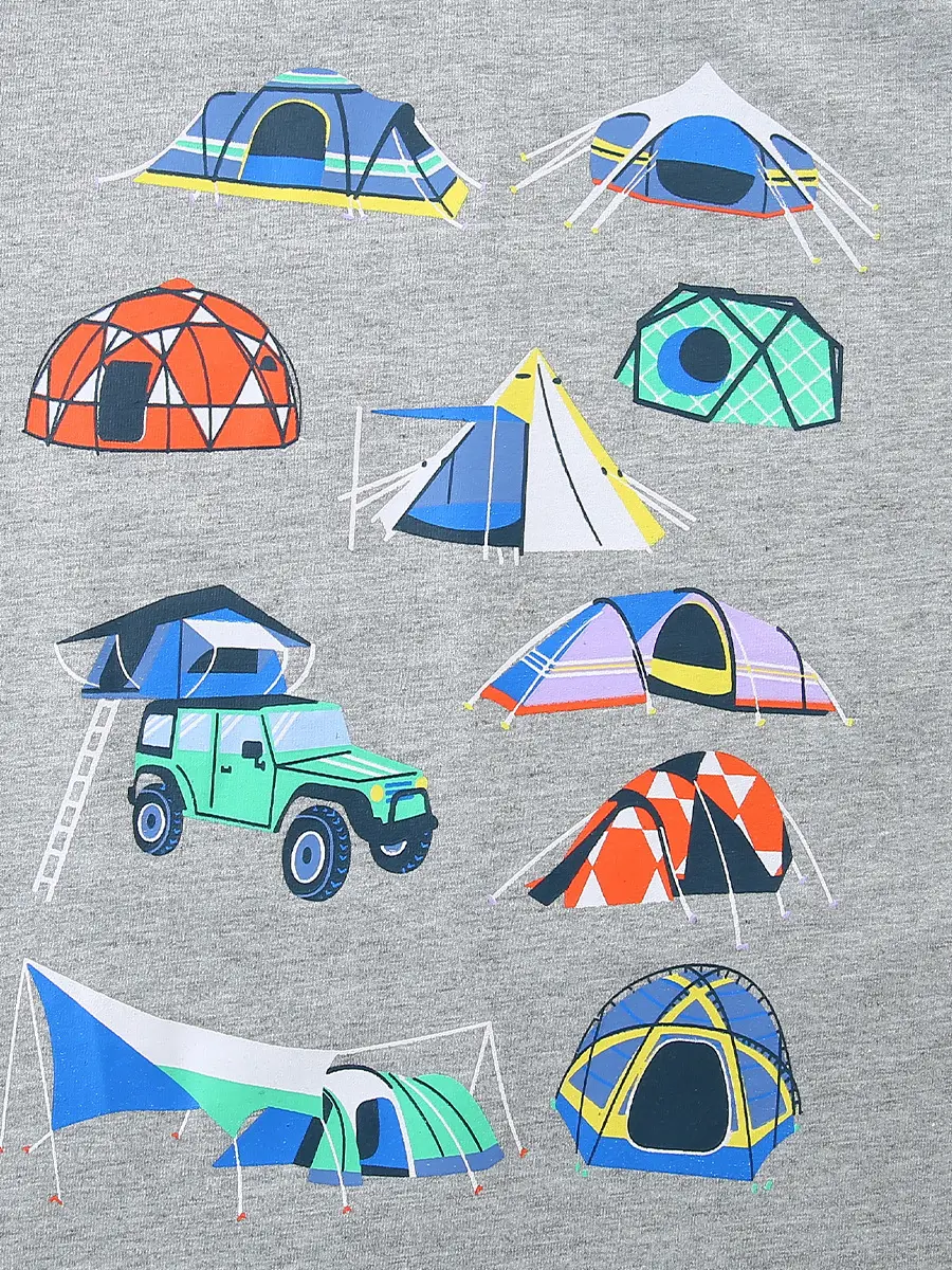 Kids Summer Car Print T-Shirt Grey Knitted Cotton Round Neck - Image 5