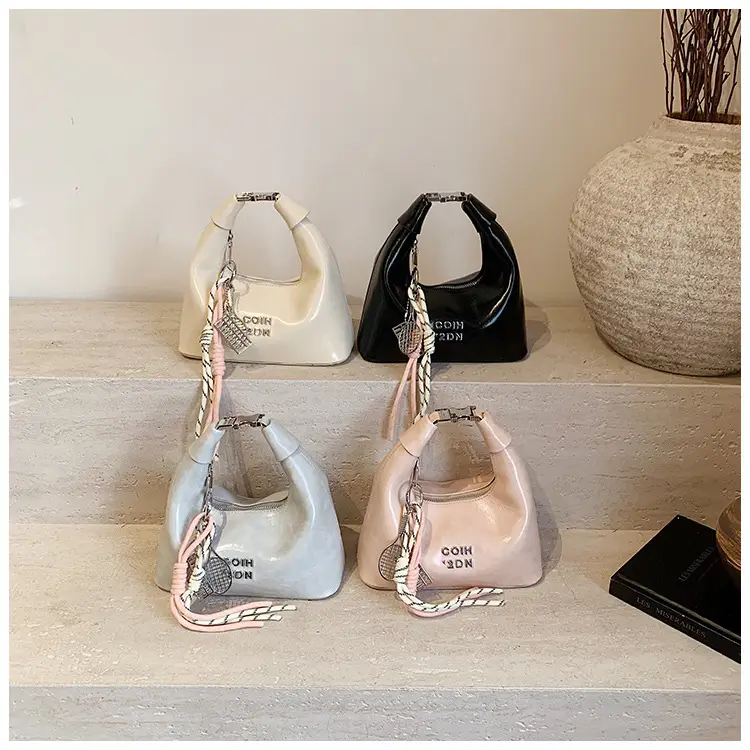 Women's Pink Leather Shoulder Bag with Rope Handle — feature 1