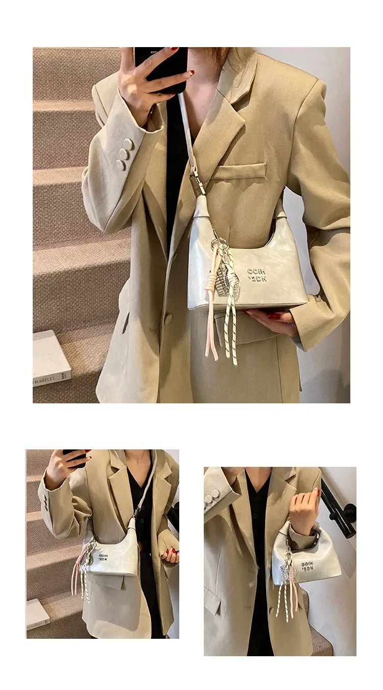 Women's Pink Leather Shoulder Bag with Rope Handle — feature 14