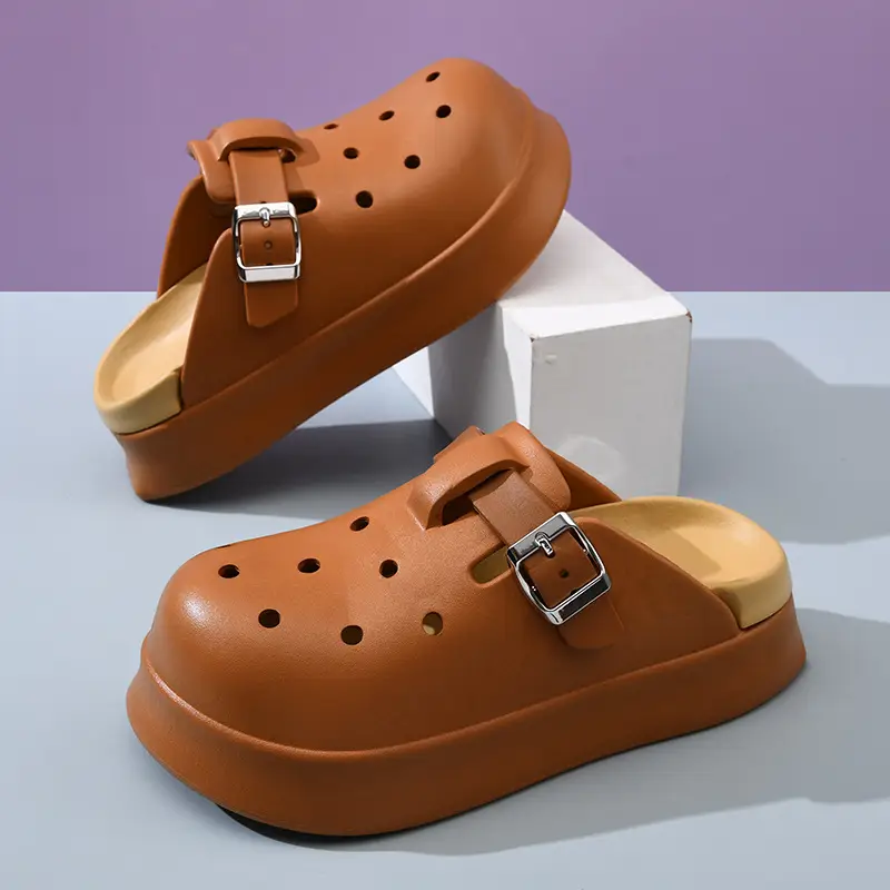 Thick-soled hole shoes for women's outdoor wear summer height-increasing EVA baotou non-smelly feet all-match new wear-resistant non-slip slippers - Image 7