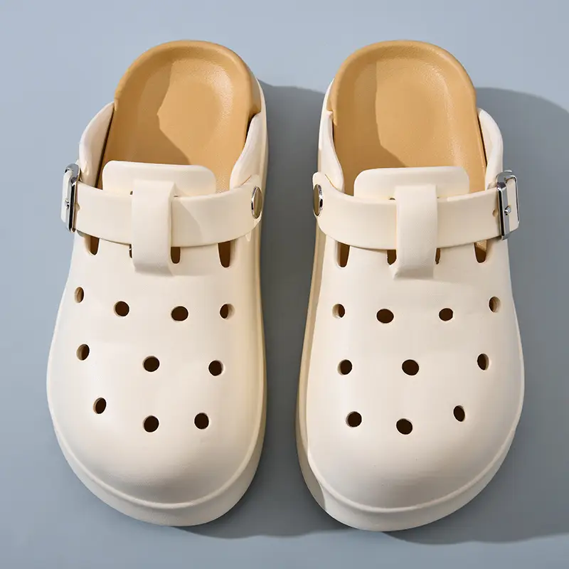 Thick-soled hole shoes for women's outdoor wear summer height-increasing EVA baotou non-smelly feet all-match new wear-resistant non-slip slippers - Image 2