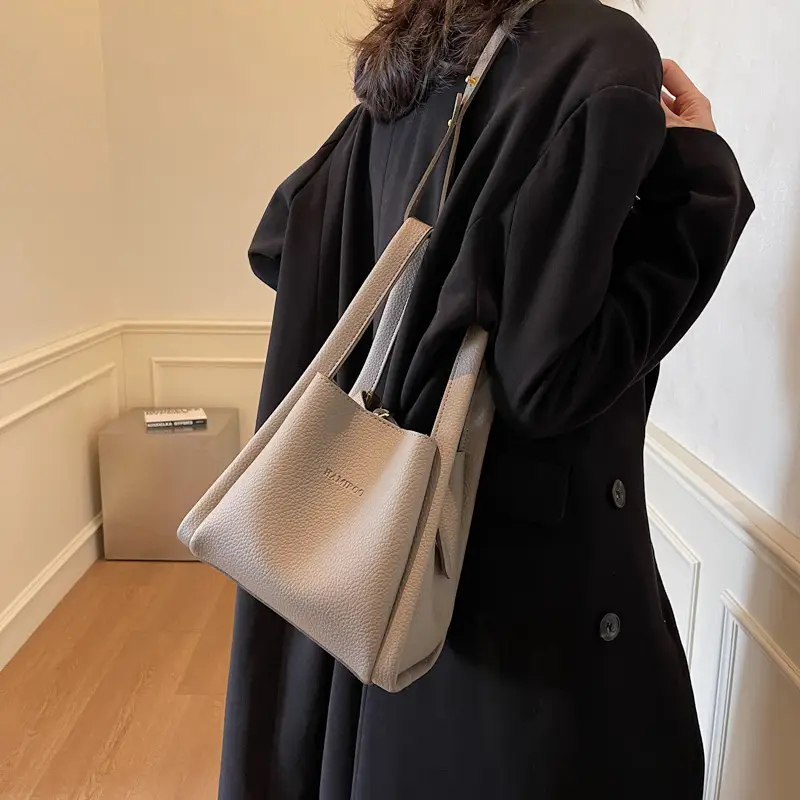 Women's Soft Leather Diagonal Bucket Bag Brown 2025 - Image 9