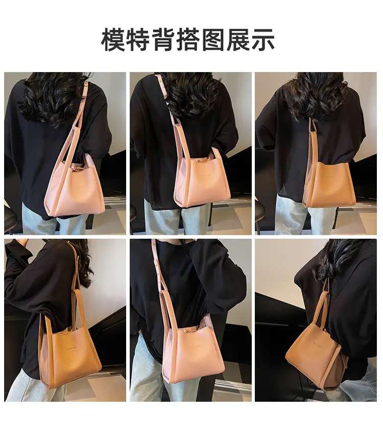 Women's Soft Leather Diagonal Bucket Bag Brown 2025 — feature 10