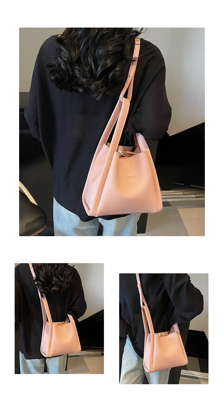 Women's Soft Leather Diagonal Bucket Bag Brown 2025 — feature 11