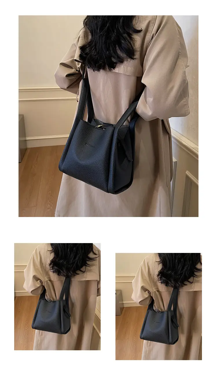 Women's Soft Leather Diagonal Bucket Bag Brown 2025 — feature 12