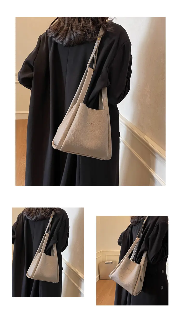 Women's Soft Leather Diagonal Bucket Bag Brown 2025 — feature 14