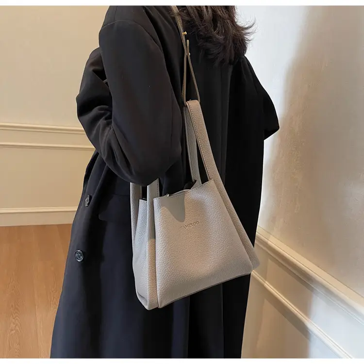 Women's Soft Leather Diagonal Bucket Bag Brown 2025 — feature 27