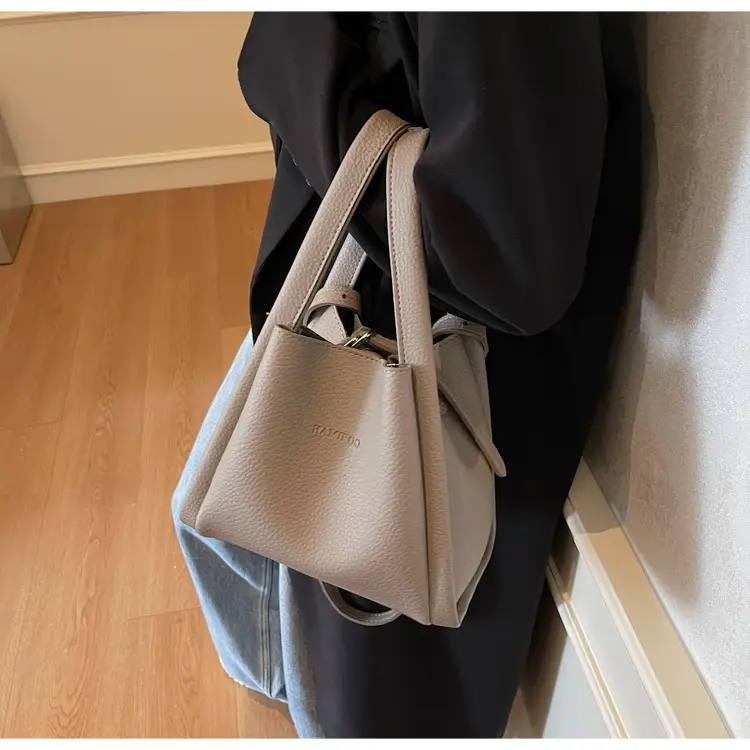 Women's Soft Leather Diagonal Bucket Bag Brown 2025 — feature 31