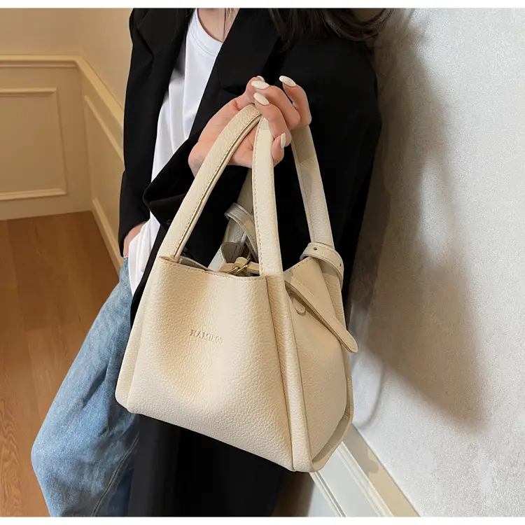 Women's Soft Leather Diagonal Bucket Bag Brown 2025 — feature 32