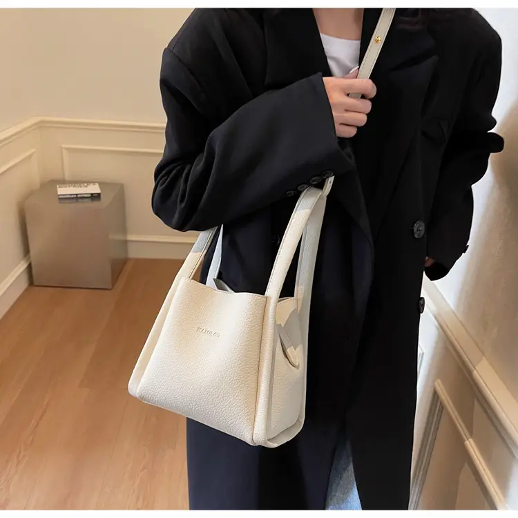 Women's Soft Leather Diagonal Bucket Bag Brown 2025 — feature 36