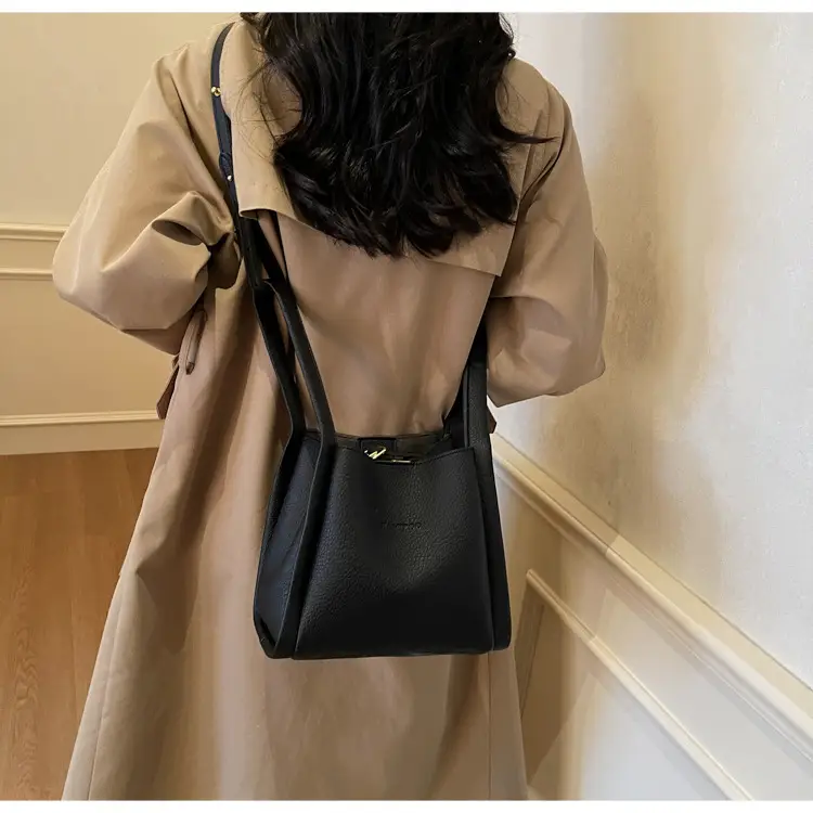 Women's Soft Leather Diagonal Bucket Bag Brown 2025 — feature 37