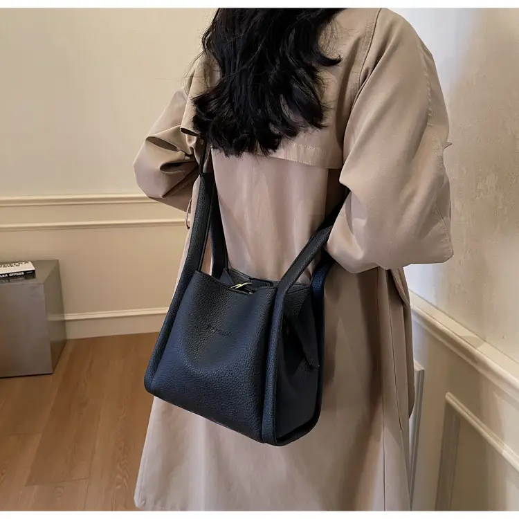 Women's Soft Leather Diagonal Bucket Bag Brown 2025 — feature 38