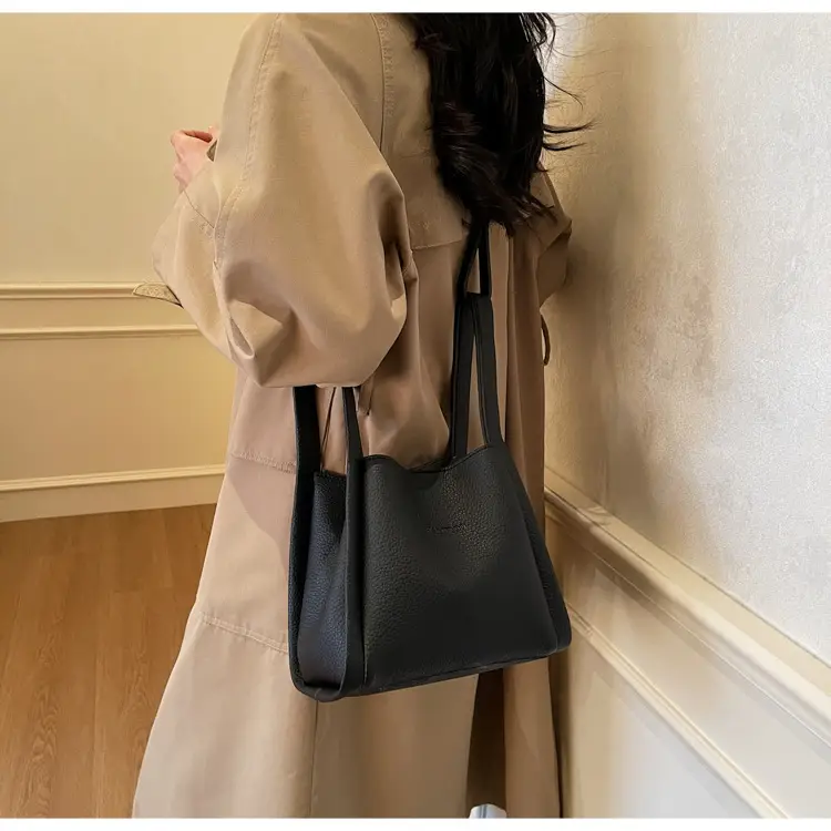 Women's Soft Leather Diagonal Bucket Bag Brown 2025 — feature 40