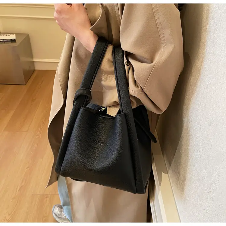 Women's Soft Leather Diagonal Bucket Bag Brown 2025 — feature 41