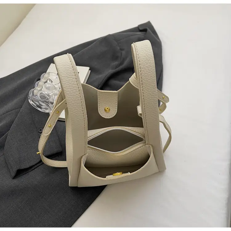 Women's Soft Leather Diagonal Bucket Bag Brown 2025 — feature 43