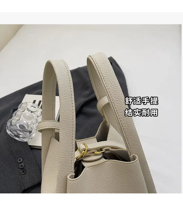Women's Soft Leather Diagonal Bucket Bag Brown 2025 — feature 7