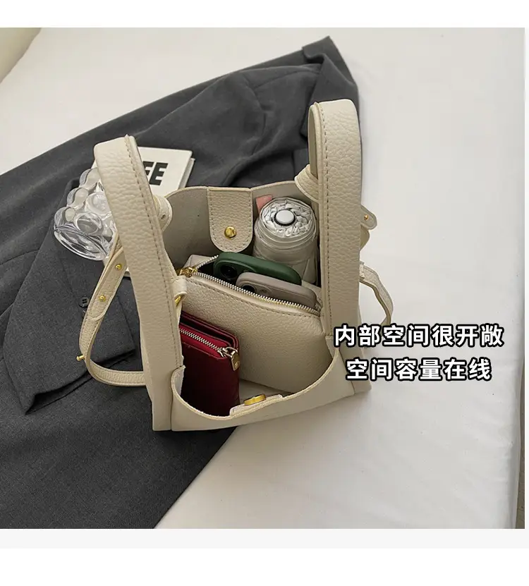 Women's Soft Leather Diagonal Bucket Bag Brown 2025 — feature 9