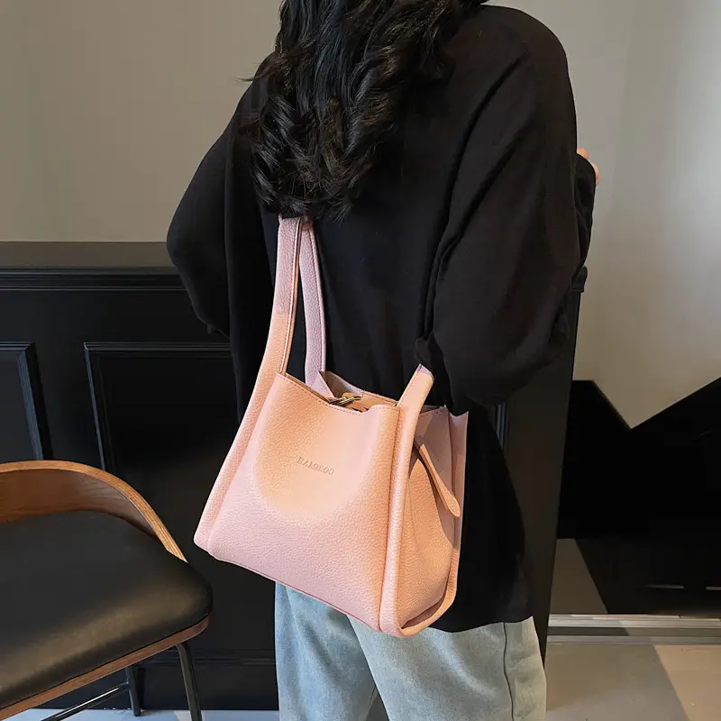 Women's Soft Leather Diagonal Bucket Bag Brown 2025 - Image 4