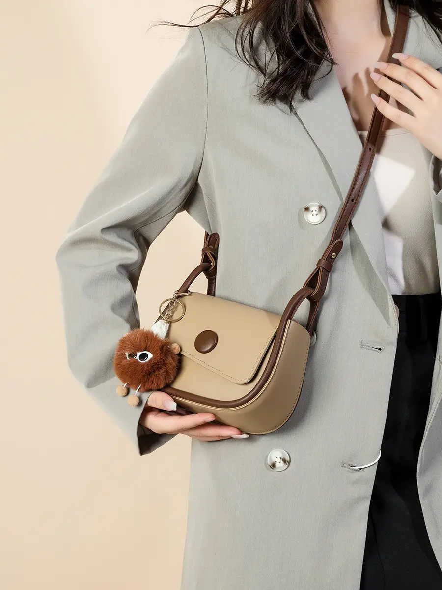 New Style Women's Black Crossbody Bag with Cute Bear Charm - Image 12