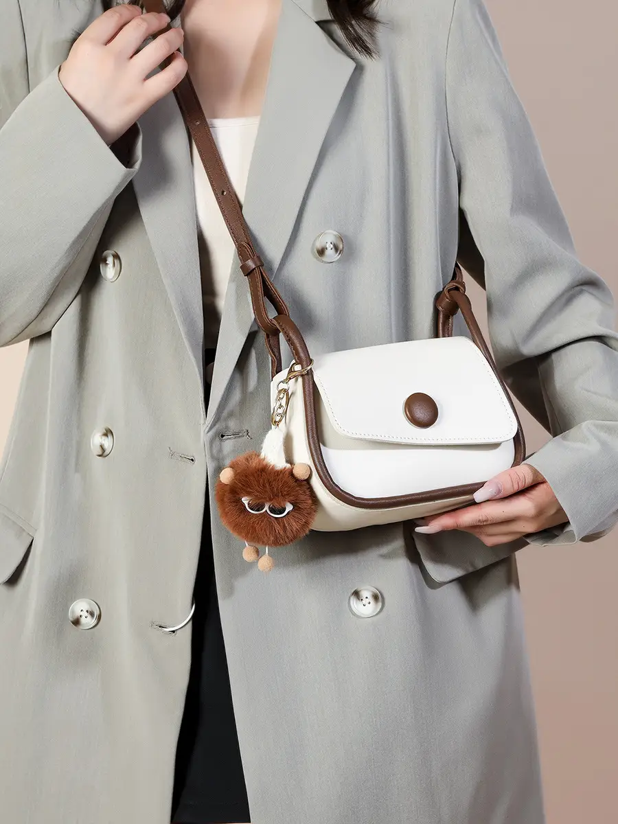 New Style Women's Black Crossbody Bag with Cute Bear Charm - Image 13