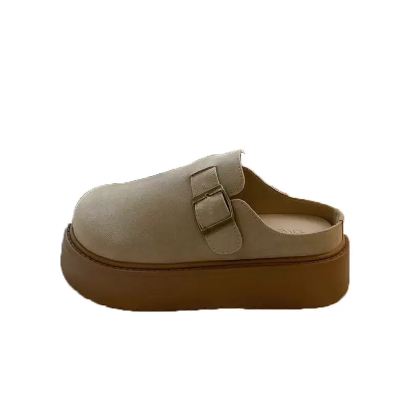 Women's Retro Lazy Buckle Slippers Brown 2024 Winter - Image 8