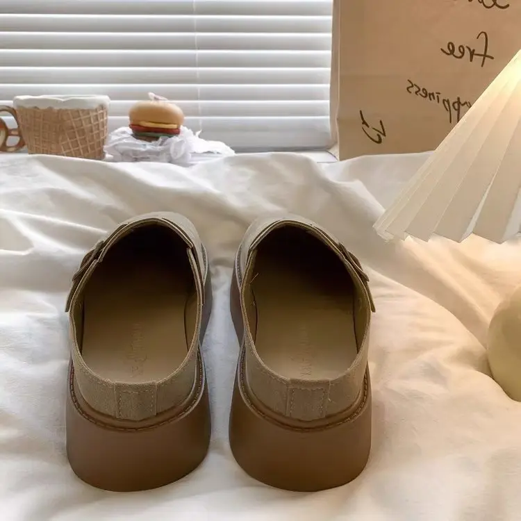 Women's Retro Lazy Buckle Slippers Brown 2024 Winter — feature 21