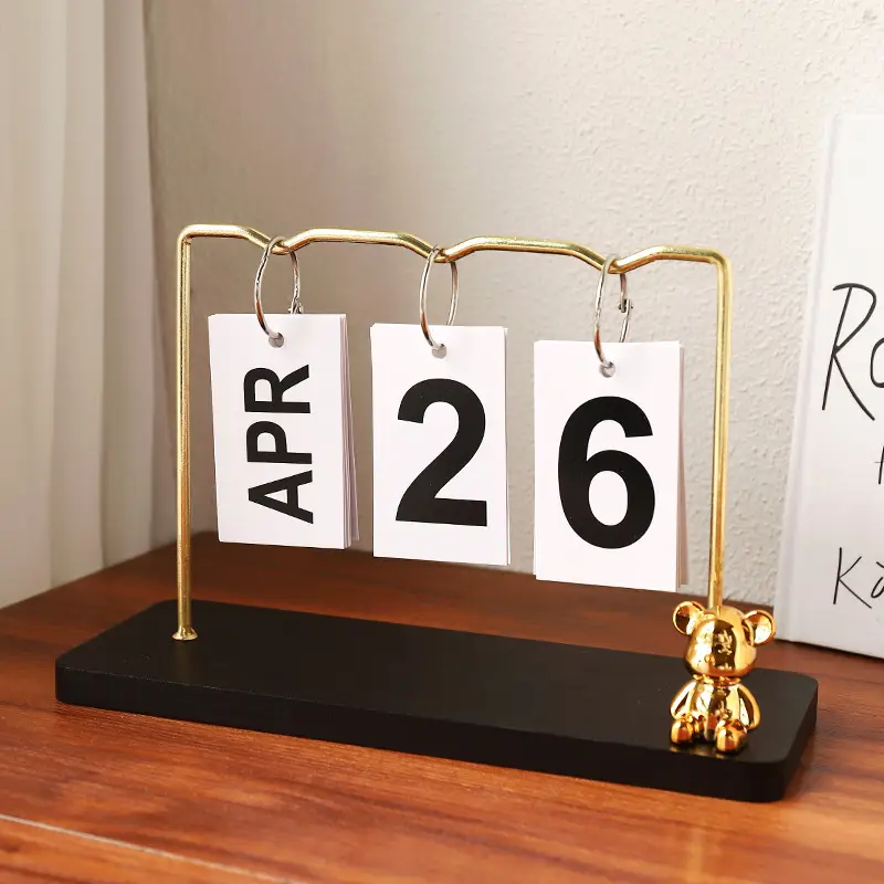 Creative Wooden Calendar Ornament Kindergarten Dining Table Desktop Date Calendar Perpetual Calendar Photo Decoration Props