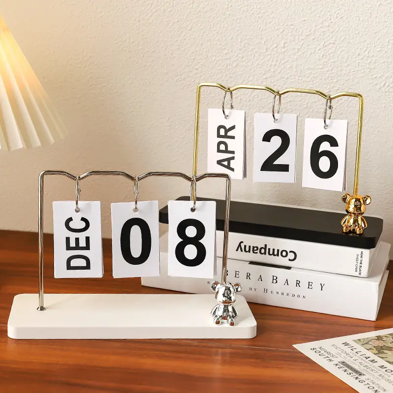 Creative Wooden Calendar Ornament Kindergarten Dining Table Desktop Date Calendar Perpetual Calendar Photo Decoration Props