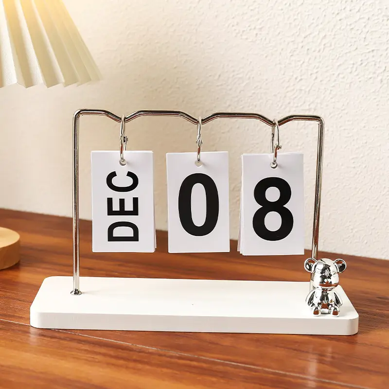 Creative Wooden Calendar Ornament Kindergarten Dining Table Desktop Date Calendar Perpetual Calendar Photo Decoration Props