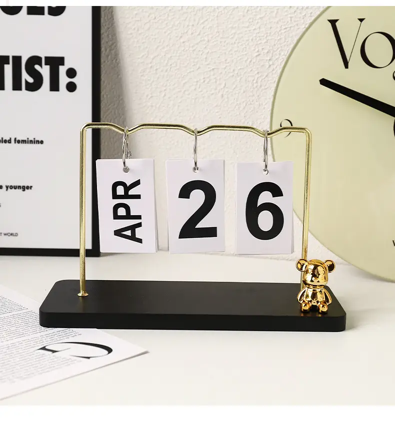 Creative Wooden Calendar Ornament Kindergarten Dining Table Desktop Date Calendar Perpetual Calendar Photo Decoration Props — feature 6