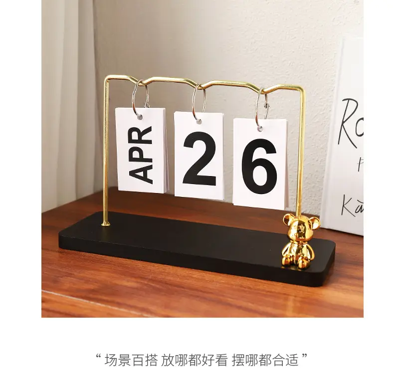 Creative Wooden Calendar Ornament Kindergarten Dining Table Desktop Date Calendar Perpetual Calendar Photo Decoration Props — feature 7