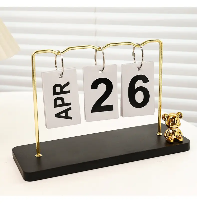 Creative Wooden Calendar Ornament Kindergarten Dining Table Desktop Date Calendar Perpetual Calendar Photo Decoration Props — feature 8