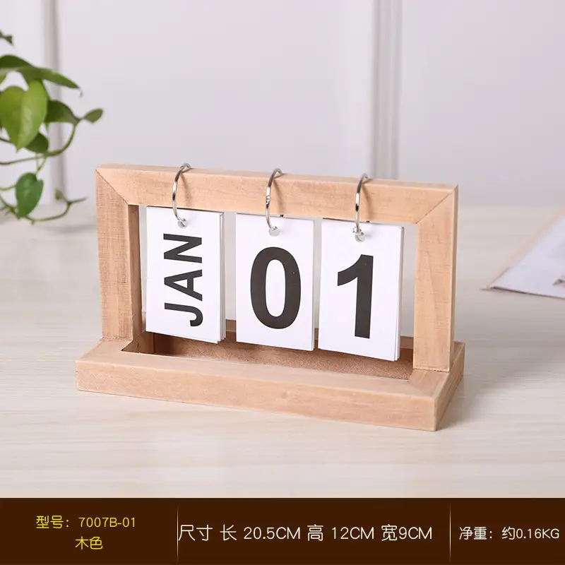 Creative Wooden Calendar Ornament Kindergarten Dining Table Desktop Date Calendar Perpetual Calendar Photo Decoration Props