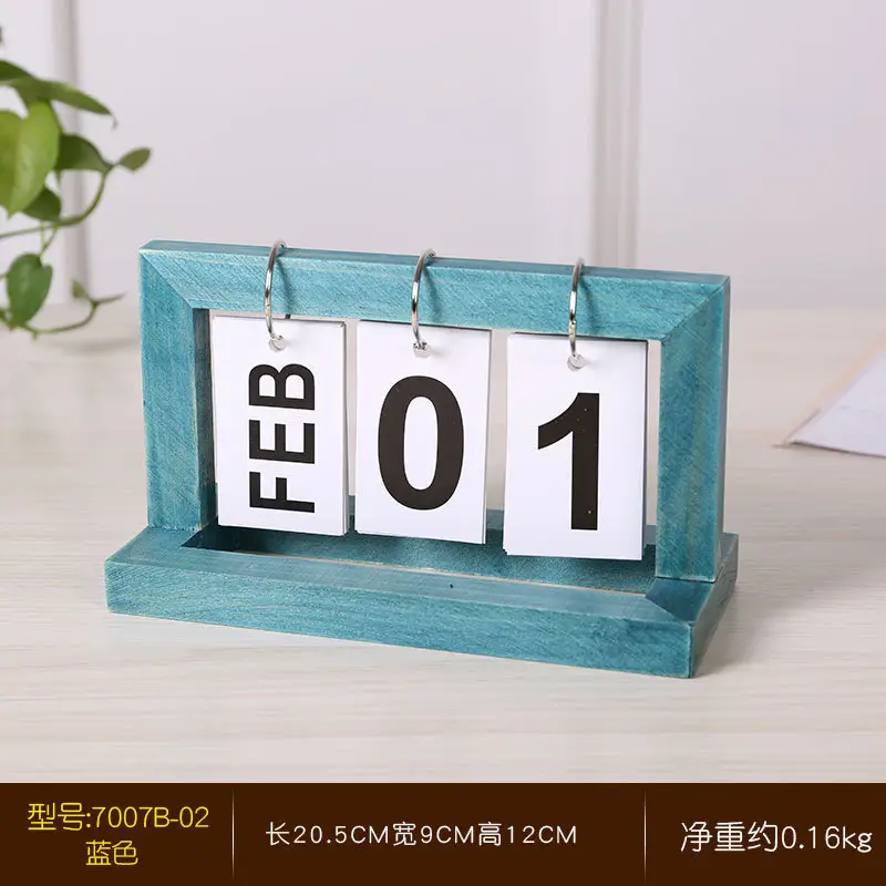 Creative Wooden Calendar Ornament Kindergarten Dining Table Desktop Date Calendar Perpetual Calendar Photo Decoration Props