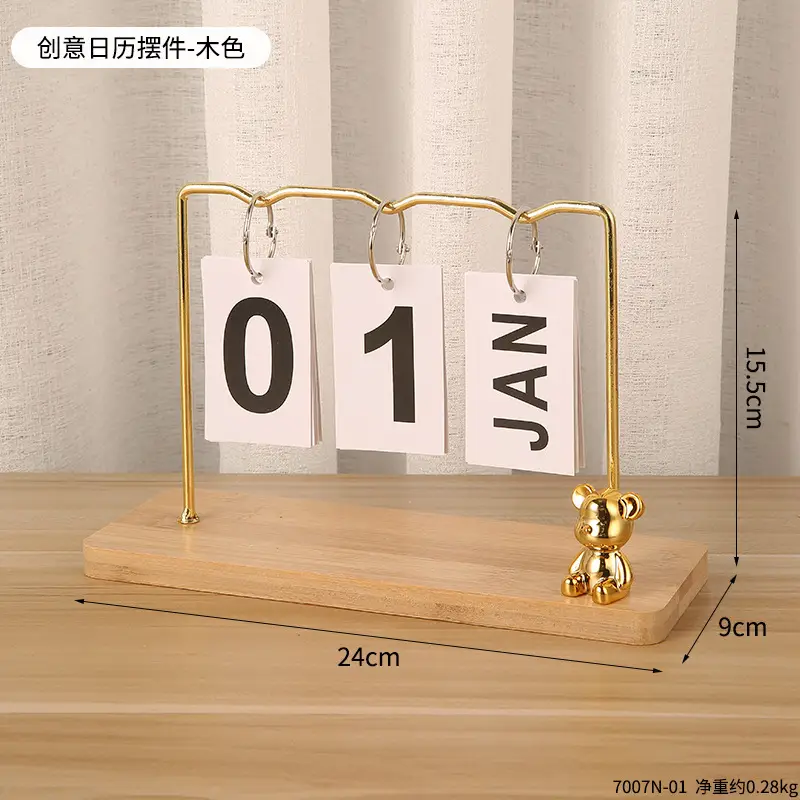Creative Wooden Calendar Ornament Kindergarten Dining Table Desktop Date Calendar Perpetual Calendar Photo Decoration Props