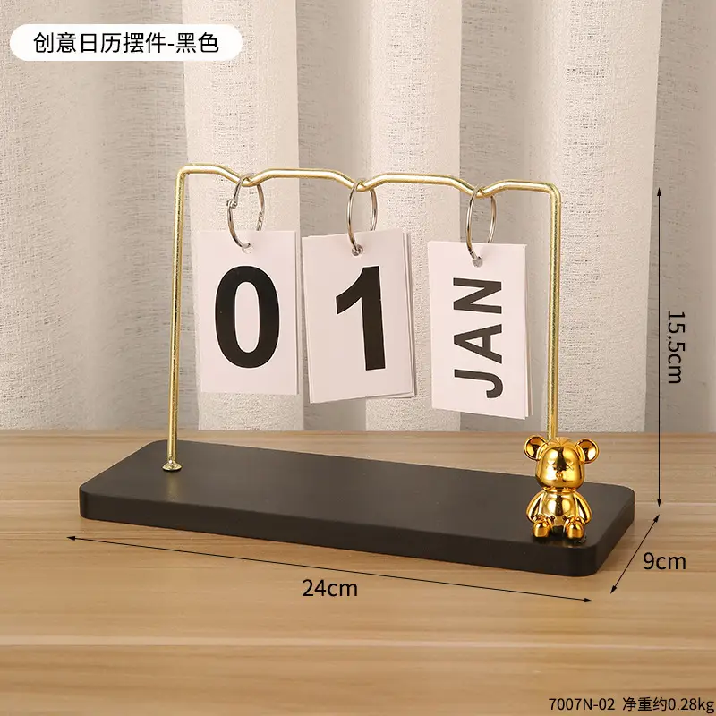 Creative Wooden Calendar Ornament Kindergarten Dining Table Desktop Date Calendar Perpetual Calendar Photo Decoration Props