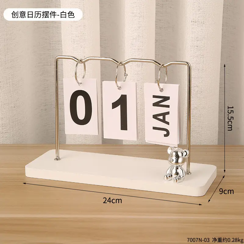 Creative Wooden Calendar Ornament Kindergarten Dining Table Desktop Date Calendar Perpetual Calendar Photo Decoration Props