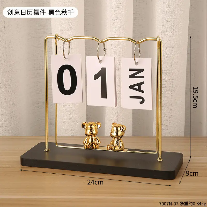 Creative Wooden Calendar Ornament Kindergarten Dining Table Desktop Date Calendar Perpetual Calendar Photo Decoration Props