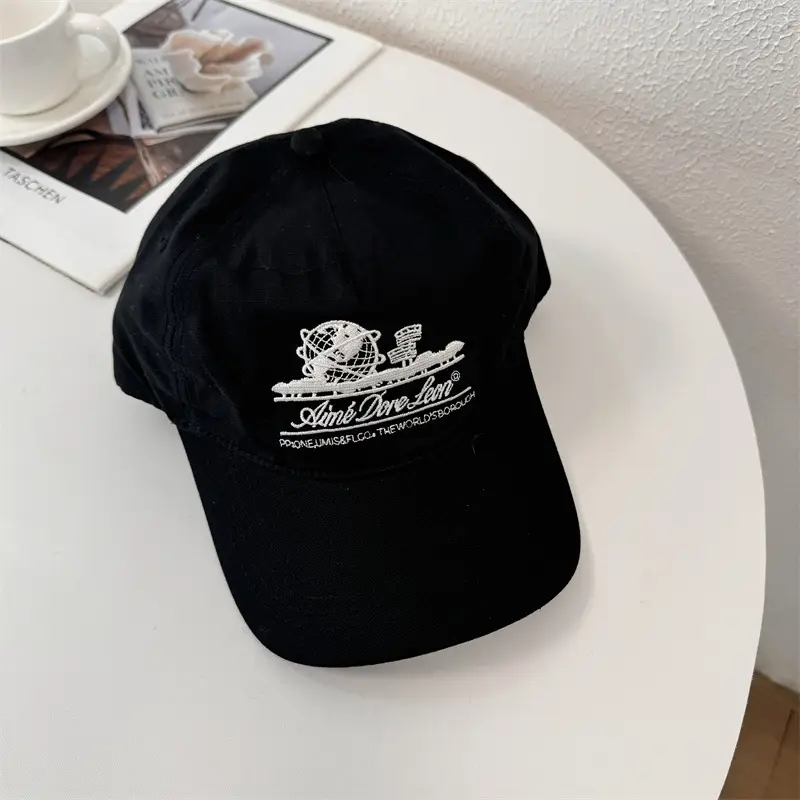 Women's Embroidered Baseball Cap with Wide Brim - Image 3
