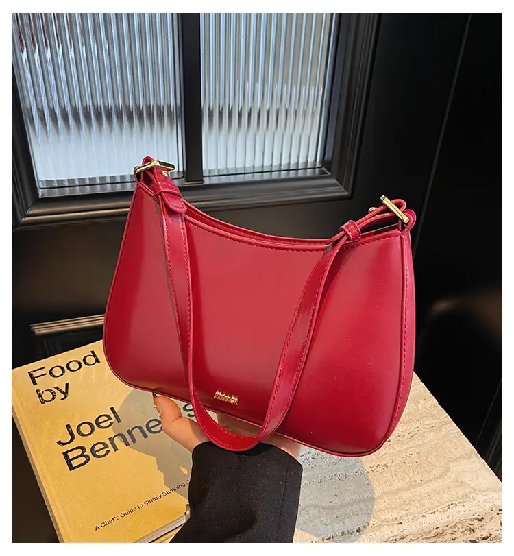 Women's Red PU Leather Shoulder Bag 18x25cm — feature 1